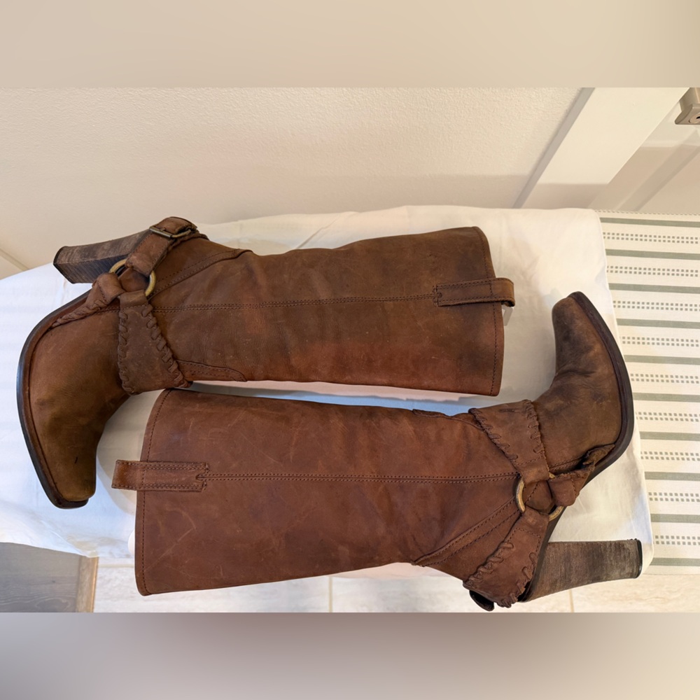 Steve Madden Hailee Distressed Brown Leather Western Boots 10M - Picture 6 of 11